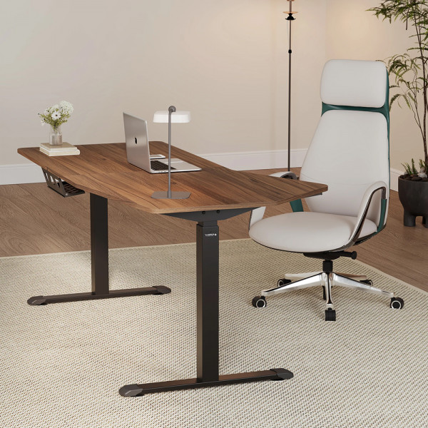 Eureka Ergonomic EDI HTG Unique Shape Office Standing Desk, Walnut  